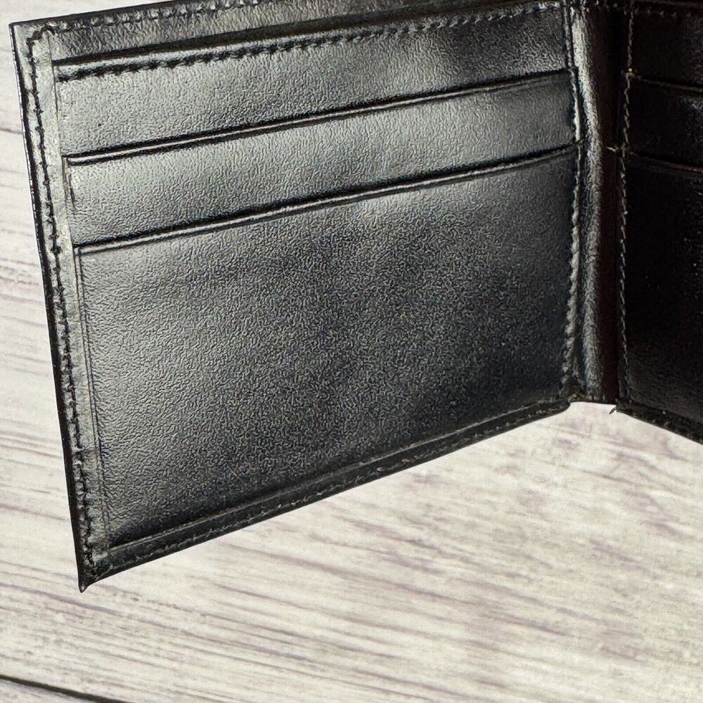 New Mens Bifold Genuine Leather Wallet Pockets Card ID Black Slim Thin - Picture 8 of 12